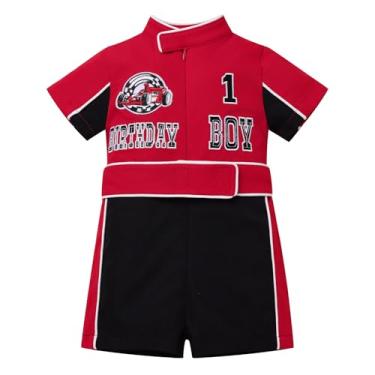 Imagem de IMEKIS Fantasia de motorista de carro de corrida para bebês: traje de primeiro aniversário rápido para meninos e meninas macacão 1T corrida primeiro bolo sessão de fotos infantil Halloween cosplay