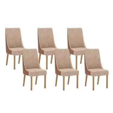 Imagem de Cadeira Sala de Jantar Ivy Kit 6 Un Nature/Courano/Caramelo/Creme - Henn