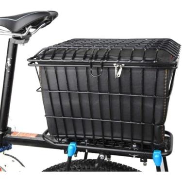 Imagem de Cesta De Bicicleta, Cestos De Elevação Com Tampa E Pu Dentro Do Saco Para Cesta De Armazenamento Traseira De Bicicleta De Liberação Rápida à Prova De Ferrugem, Black, 14"*9.4"*9.4"