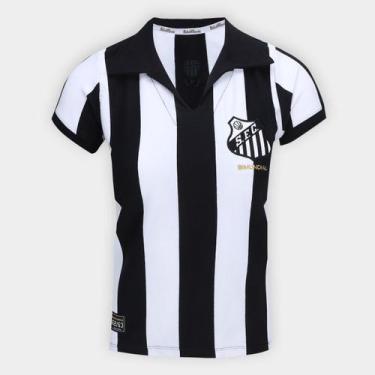 Imagem de Camisa Santos 1963 Listrada Retrômania Feminina, Preto, Branco, GG