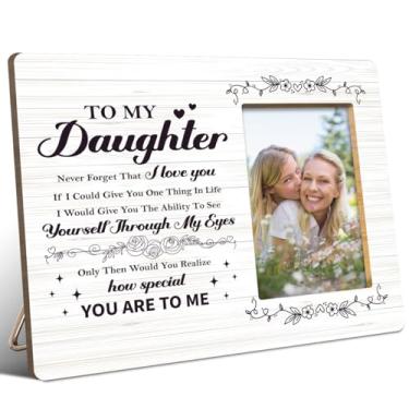 Imagem de JANLAN Porta-retrato para filha da mãe, presente de filha, para formatura, aniversário, Natal, Never Forget That I Love You Daughters, serve para fotos de 10 x 15 cm