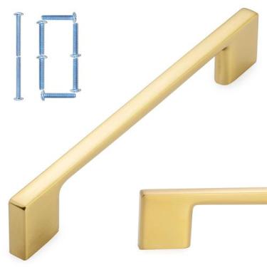 Imagem de Cabinet Bar Pull KOOFIZO Wide Foot Brushed Gold, pacote com 10