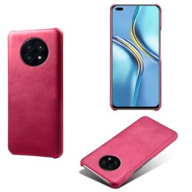 Imagem de Capa para Honor X20,Proteção contra quedas,Casca de volta de cor sólida simples,Design de couro de imitação de plástico-Rose