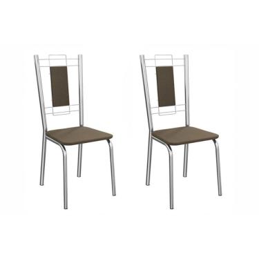 Imagem de Cadeira Sala De Jantar Florença 2c005cr Aço Kit 2 Un Cromado/suede Cappuccino - Kappesberg