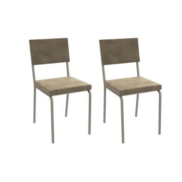 Imagem de Cadeira de Cozinha Zaria 2C128 Aço Kit 2 Uni Niquel/Suede Bege - Kappesberg