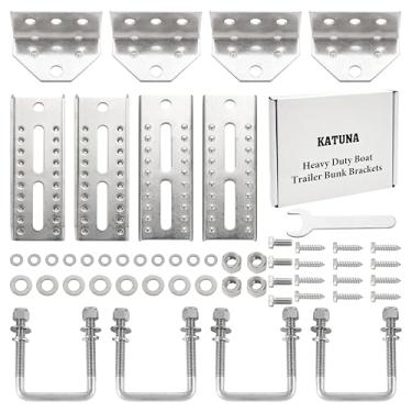 Imagem de KATUNA Kit de suporte de beliche giratório de aço inoxidável de 20,3 cm - Serve para 7,6 cm x 7,6 cm, 5 x 7,6 cm, 3,8 cm x 7,6 cm - Inclui suportes ajustáveis e parafusos em U quadrados, porcas de
