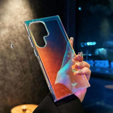 Imagem de Capa de celular gradiente colorida para Samsung S25 S24 S23 FE Plus, capa protetora ultra magnética com carregamento sem fio transparente, A, para Samsung S23 Ultra