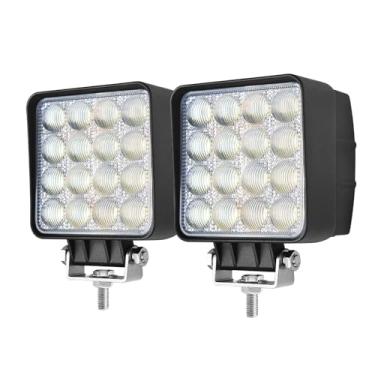 Imagem de Pacote com 2 luzes LED de trabalho de 48 W, 12/24 Volts, 5500 LMS, 11 cm de largura, ultra brilhante, luz de LED com lente 5D, para caminhão, trator, off-road, quadriciclo, UTV, barco, carrinho de