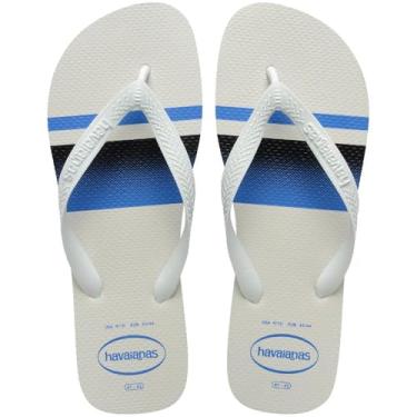 Imagem de Havaianas Chinelo Masculino Top Basic, com Estampa Listrada, Tira Top, Sola Texturizada (Branco, BR, Adulto, Faixa Numérico, M, 37, 38)
