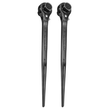 Imagem de HARFINGTON 2 peças de chave catraca para andaimes 16 mm x 18 mm CR-V 12 pontos soquete de extremidade dupla catraca para andaime spud ferramenta para reparo de automóveis manutenção mecânica, preto