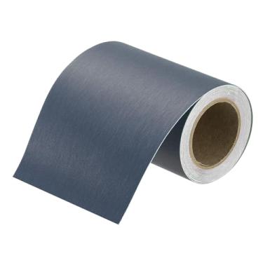 Imagem de HARFINGTON Fita adesiva de grão de madeira de 10 cm x 4,9 m PVC autoadesivo impermeável para moldura removível para moldura de porta de armário de banheiro, azul safira