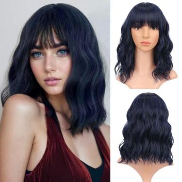 Imagem de Peruca VCKOVCKO Short Bob Wavy Sintética Cosplay Azul Royal