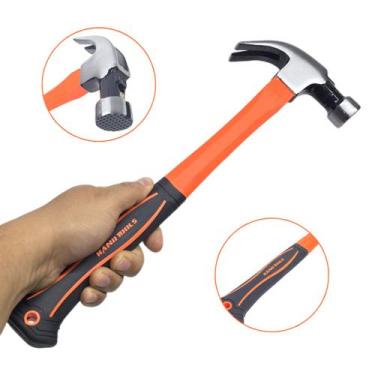 Imagem de Martelo Cabo Longo 39cm Fibra Ponta Com Imã e Porta Pregos Tipo Bellot