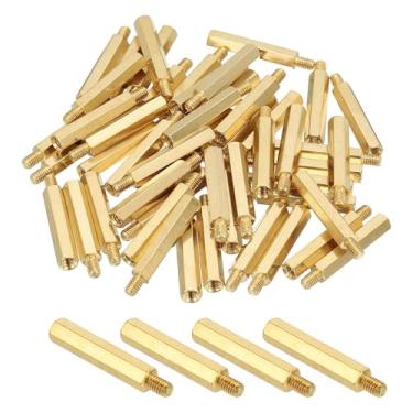 Imagem de PATIKIL M4 Suporte hexagonal de latão, 50 peças PCB parafusos espaçadores para placa-mãe drone quadricóptero computador construir projetos eletrônicos placa de circuito, ouro (M4 x 30 mm + 6 mm)