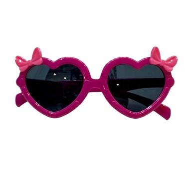 Imagem de óculos De Sol infantil modelo coração com laço pra menina(Pink)