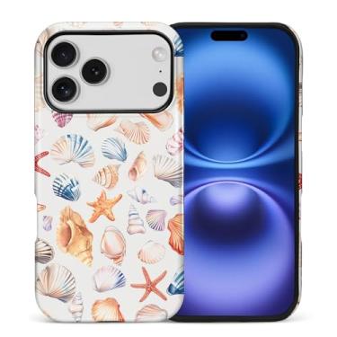 Imagem de Toulas Capa para iPhone 17 Pro Max, capa rígida de camada dupla híbrida resistente a arranhões, colagem de conchas em aquarela