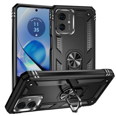 Imagem de SORAKA Capa para Motorola Moto G54 com anel capa Motorola Moto G54 TPU suave para-choques rígido PC capa traseira com placa de metal para montagem magnética no carro