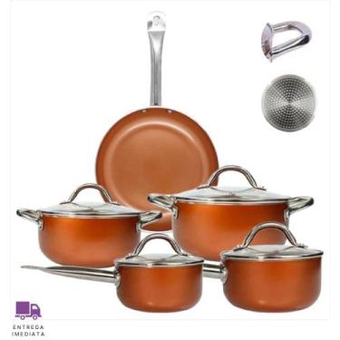 Imagem de Jogo de Panelas Alumínio 5 Peças com Revestimento Antiaderente e Tampas de Vidro Temperado Premium