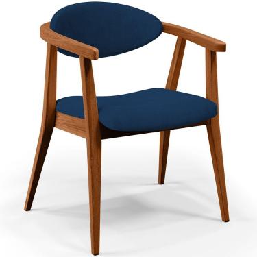 Imagem de Poltrona Decorativa Para Sala de Estar Jantar Cecília L02 Suede Azul Marinho - Lyam Decor