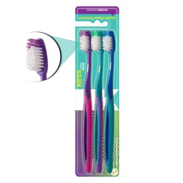 Imagem de Escova Dental Kess Basic Plus Cerdas Médias C/3 Cód.2564