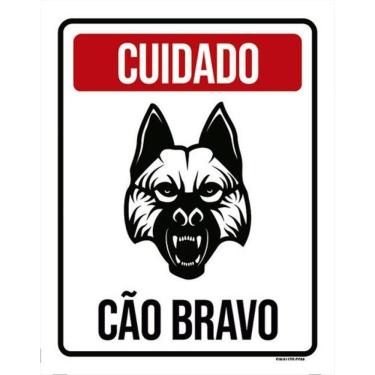 Imagem de Kit 5 Placas Cuidado Cão Bravo Ml1005 36X46