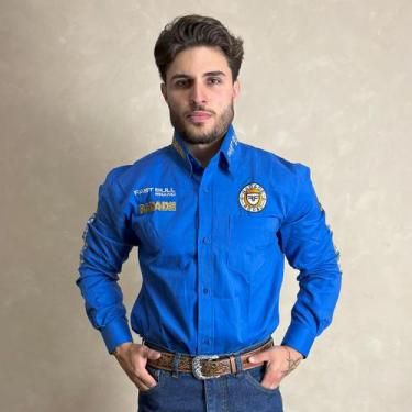 Imagem de camisa country radade manga longa rodeio cowboy masculina festa peao, 