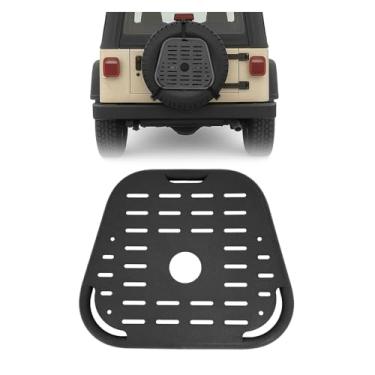 Imagem de Gelacie Painel Molle de pneu sobressalente compatível com Jeep Wrangler YJ TJ JK 1987-2018 e Ford Bronco 2/4 portas 2021-2025 preto painel de rack de armazenamento revestido com pó de aço revestido +