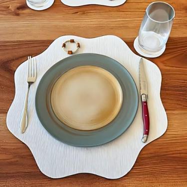 Imagem de Jogo Americano Sousplat 50 Unidades Restaurantes Bar Hotel Mesa Posta Decoração - Sisal Branco Redondo