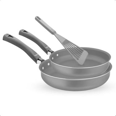 Imagem de Conjunto Frigideira Reta 18 e 24 Com Tampa de Vidro (Preto/Preto)