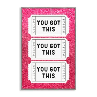 Imagem de Stupell Industries You Got This Pink Ticket Stubs arte giclée emoldurada cinza, design por Lettered and Lined, 18 x 12