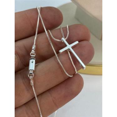 Imagem de Colar Cruz em Prata 925 - Semijoia com 50 Milésimos de Camada e Verniz