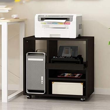 Imagem de SUNESA Suporte de impressão Rack de impressora de madeira rack de armazenamento removível doméstico livros e revistas computador desktop CPU estojo de armazenamento rack de escritório armário lateral