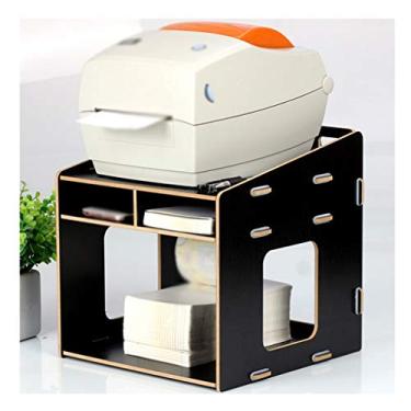 Imagem de Suporte de impressão, rack de armazenamento multifuncional de 3 camadas, suporte de impressora de código de barras, prateleira de máquina de fax para escritório, 24 × 26 × 26,5 cm (preta) mesa de