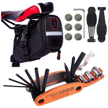 Imagem de Kit de Reparo Emergencial de Bicicleta com Mini Bomba 120 PSI e Bolsa de Transporte, 16...