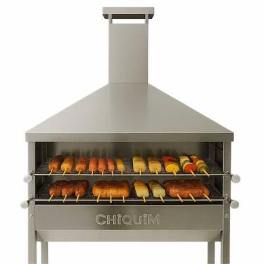 Imagem de Churrasqueira Inox Carrinho de Churrasco Para Espetinho Com 2 Grelhas 