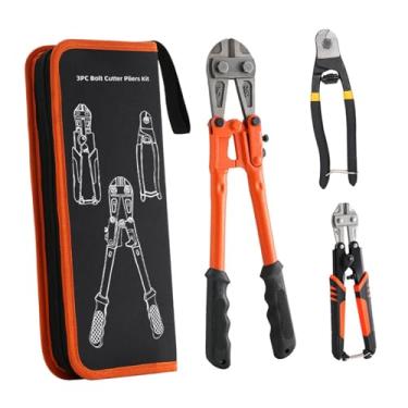 Imagem de Dualoai Conjunto de 3 Alicates para Cortar Parafusos, Cortador de Parafusos de 14 Polegadas, Cabos Ergonômicos com Estojo de Transporte, Alicate Manual, Alica