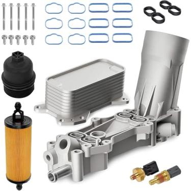 Imagem de Boeeda Conjunto refrigerador de óleo de motor 3.6 L V6 de alumínio com caixa de filtro de óleo e sensor