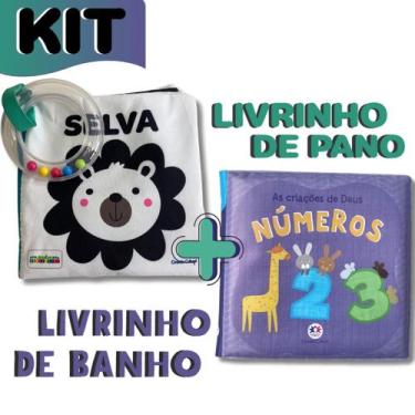 Imagem de KIT para bebê Livro Pano SELVA e Livro de Banho Números A criação de D