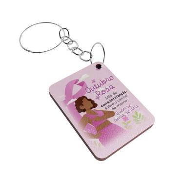Imagem de Kit 100 Chaveiros Outubro Rosa MDF  Lembrancinha Conscientização - Cri