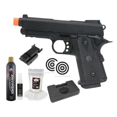 Imagem de Pistola Airsoft Gbb Hi-capa Short Blowback 6.0 + Acessórios