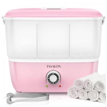 Imagem de Aquecedor de Toalha Elétrico para Salão de Beleza até 8 Toalhas, 110V, TASALON, Branco e Rosa