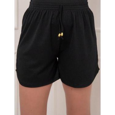 Imagem de A-Lows A&L   Shorts Canelada  look  leve confortável, Preto, M