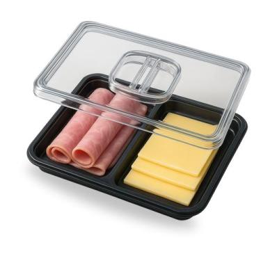 Imagem de Porta Frios Presunto Queijo Com tampa Organizador Pote Para Geladeira 