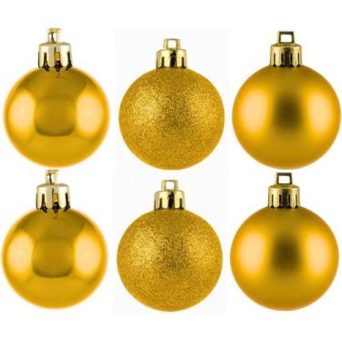 Imagem de Kit 6 Bolas de Natal 8 cm  Vermelho ou Dourado  Foscas, Brilhantes e c