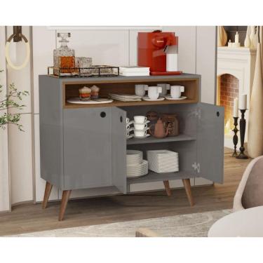 Imagem de Aparador Buffet Paris 3 Portas Cinza / Freijó