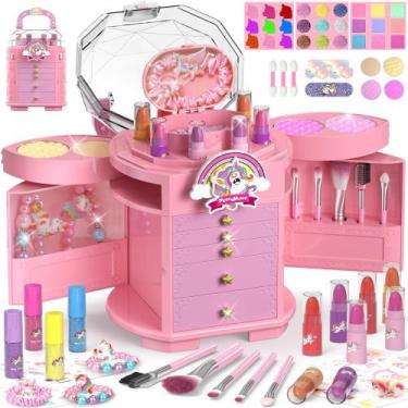 Imagem de Conjunto de maquiagem PERRYHOME Kids Unicorn Girl 63 unidades com cosm