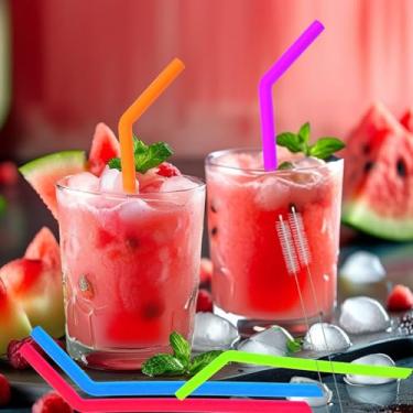 Imagem de Canudos reutilizáveis finos curtos de 17 cm fofos de silicone para crianças e bebês, copo de vinho/yeti de 340 g, caneca de café/coquetel, latas de refrigerante, copo para levar e arremessar sem BPA