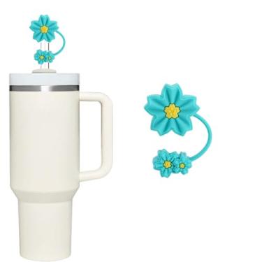 Imagem de Capa de palha de flor para copo Stanley de 40 e 850 g, tampa de palha de silicone de 10 mm para acessórios de copo Stanley, lindo topo de palha para copos, tampa de palha para tampas de ponta de