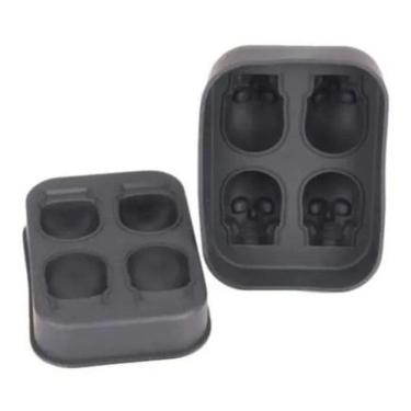 Imagem de Forma De Gelo Silicone Caveira Festas Drinks Bar Top