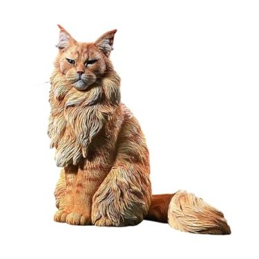 Imagem de Dualoai Estatueta de Gato Maine Coon, Estátua de Gato Sentado, Decoração Fofa E Inovadora para Gramado, Escultura de Gatinho para Sala de Jantar, Prateleira, Style a, Tamanho real